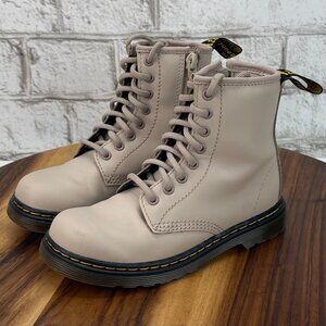 Dr. Martens Air Wair 25634 Youth Kids 11 Taupe 8 Eye Side Zipper Leather Boots